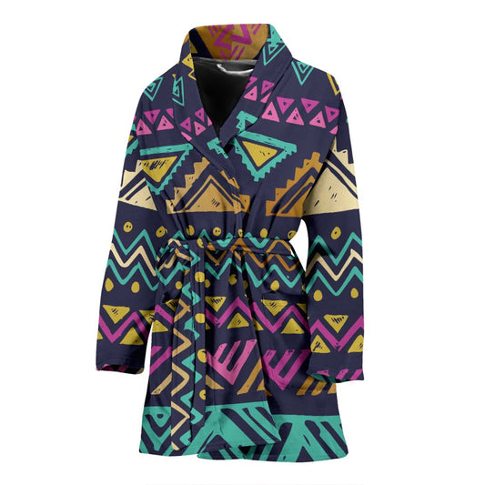 Multicolor Tribal aztec Women Bath Robe