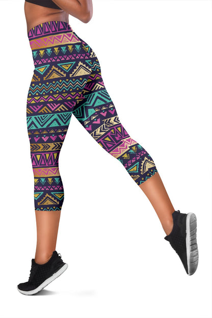 Multicolor Tribal Aztec Women Capris