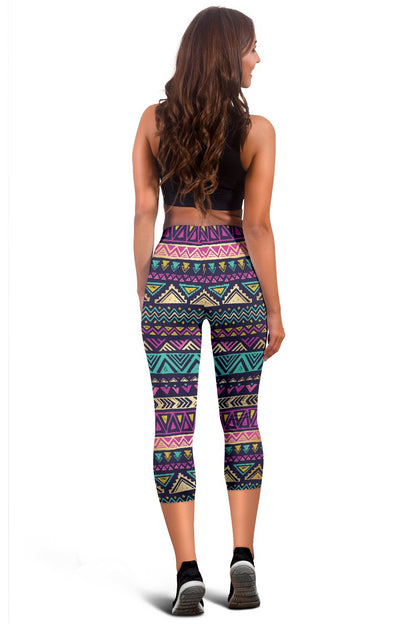 Multicolor Tribal Aztec Women Capris