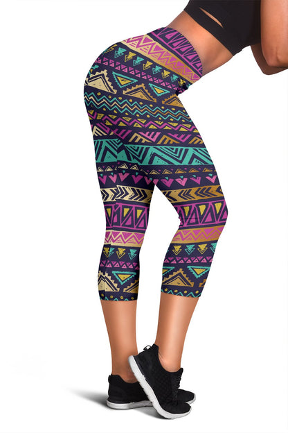 Multicolor Tribal Aztec Women Capris