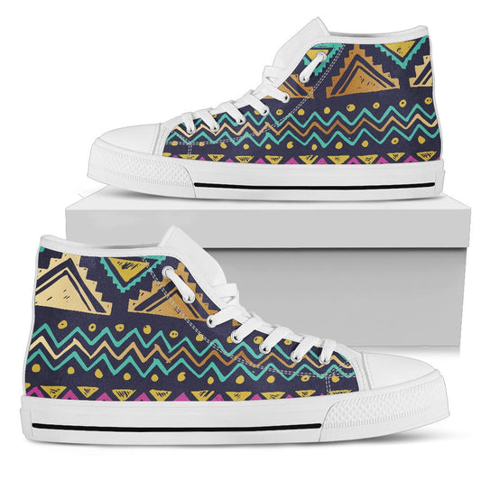 Multicolor Tribal Aztec Women High Top Shoes