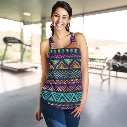 Multicolor Tribal aztec Women Racerback Tank Top