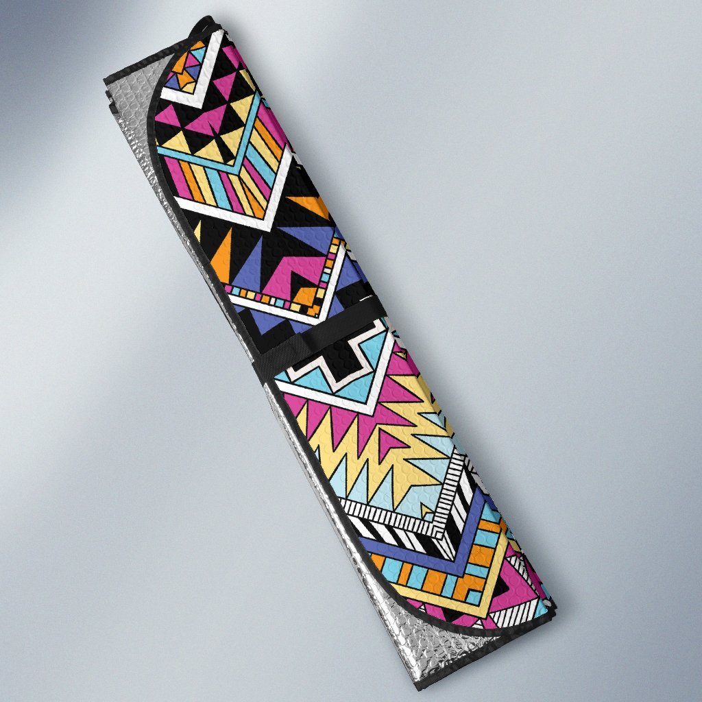 Multicolor Zigzag Tribal Aztec Car Sun Shade-JorJune