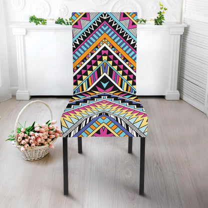 Multicolor zigzag Tribal Aztec Dining Chair Slipcover-JORJUNE.COM