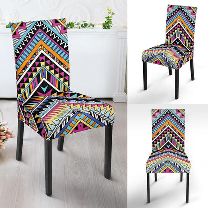 Multicolor zigzag Tribal Aztec Dining Chair Slipcover-JORJUNE.COM