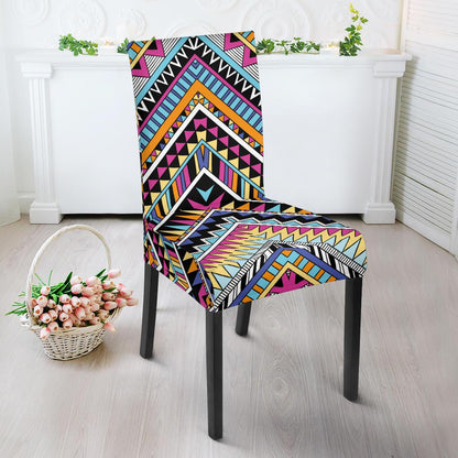 Multicolor zigzag Tribal Aztec Dining Chair Slipcover-JORJUNE.COM
