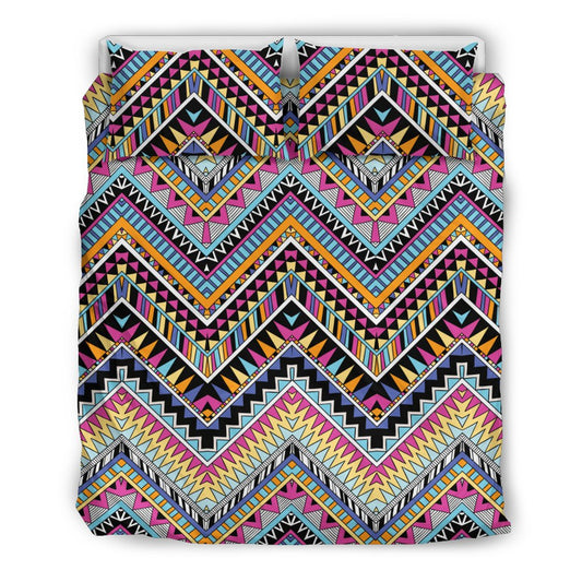 Multicolor zigzag Tribal Aztec Duvet Cover Bedding Set