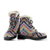 Multicolor zigzag Tribal Aztec Faux Fur Leather Boots