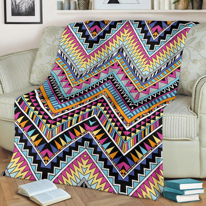 Multicolor Zigzag Tribal Aztec Fleece Blanket
