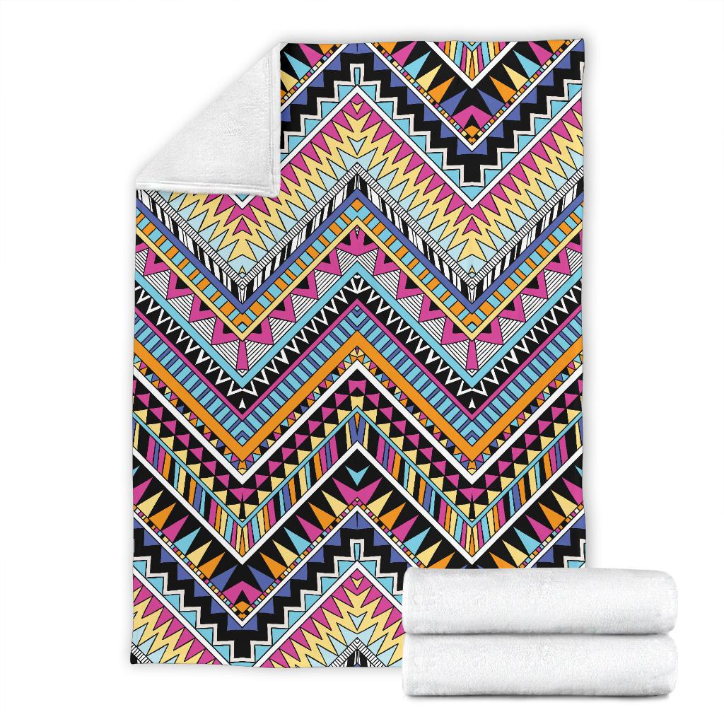Multicolor Zigzag Tribal Aztec Fleece Blanket