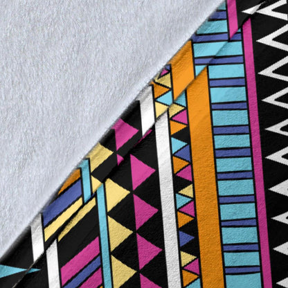 Multicolor Zigzag Tribal Aztec Fleece Blanket