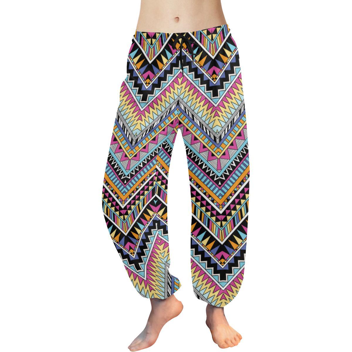 Multicolor zigzag Tribal Aztec Harem Pants