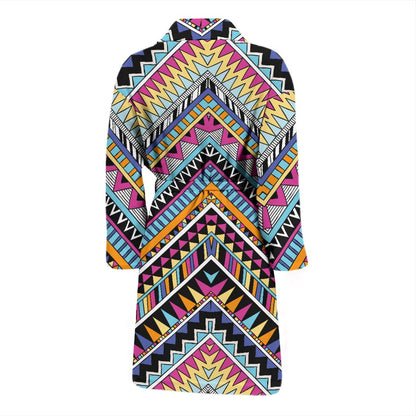 Multicolor Zigzag Tribal Aztec Men Bath Robe