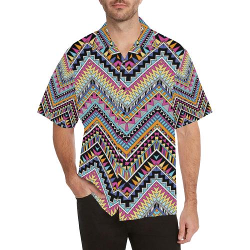 Multicolor zigzag Tribal Aztec Men Hawaiian Shirt
