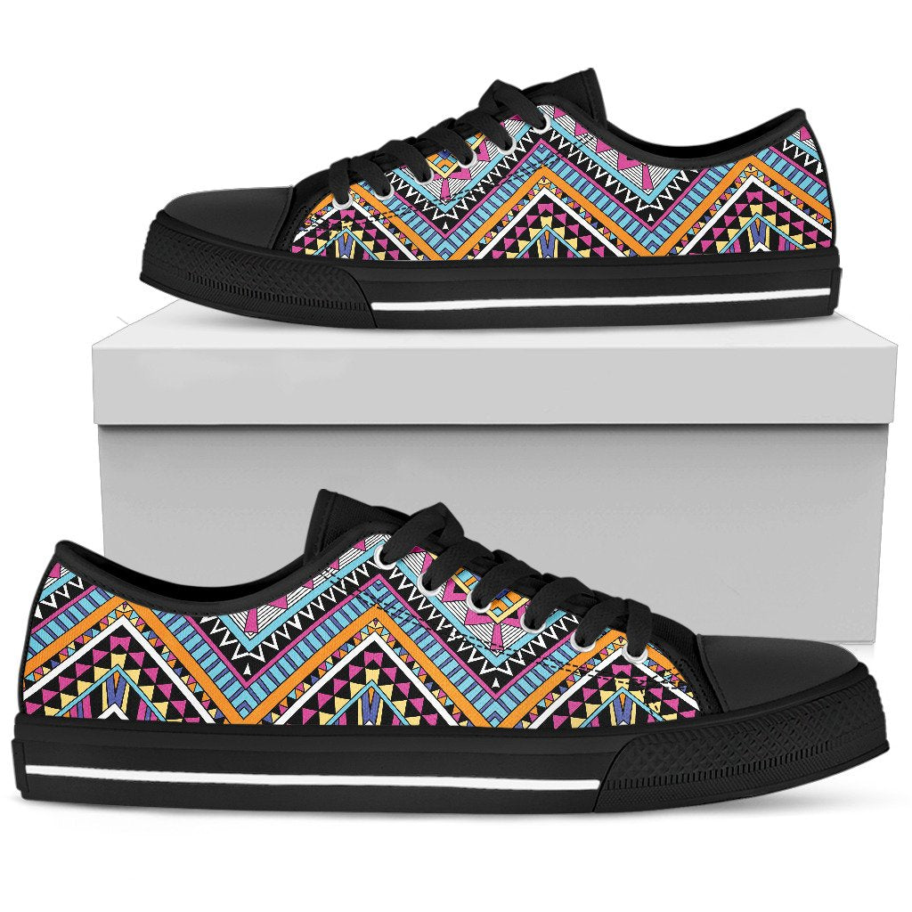 Multicolor zigzag Tribal Aztec Men Low Top Shoes