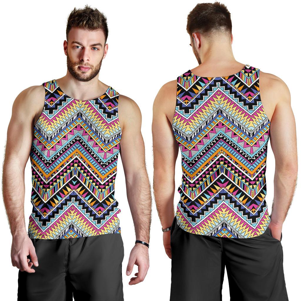 Multicolor zigzag Tribal Aztec Men Tank Top