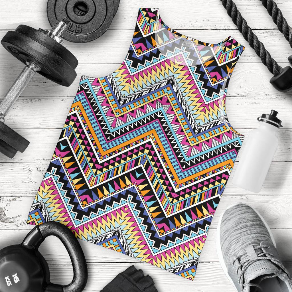 Multicolor zigzag Tribal Aztec Men Tank Top