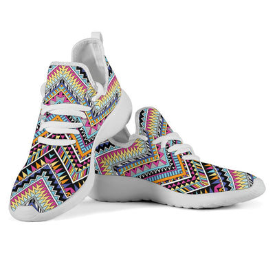 Multicolor Zigzag Tribal Aztec Mesh Knit Sneakers Shoes