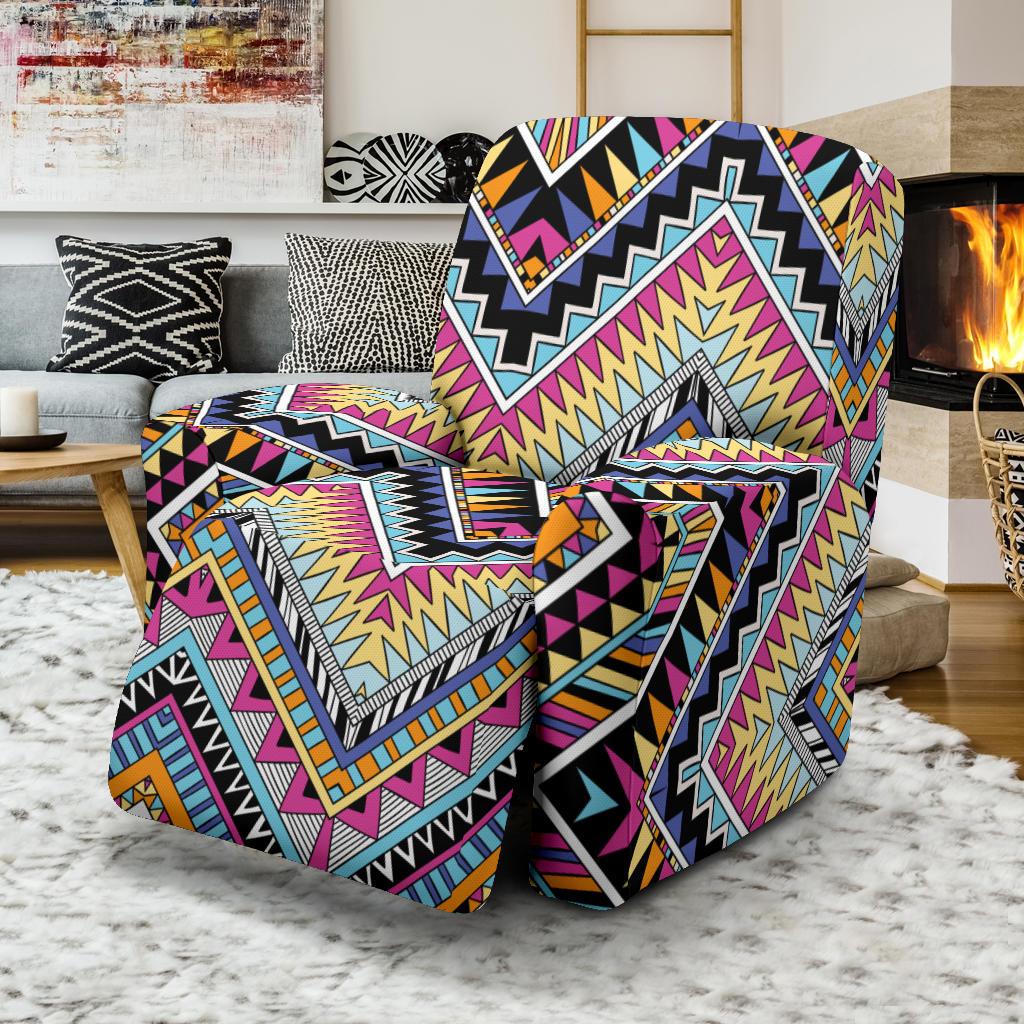 Multicolor zigzag Tribal Aztec Recliner Slipcover-JORJUNE.COM