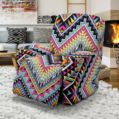 Multicolor zigzag Tribal Aztec Recliner Slipcover-JORJUNE.COM