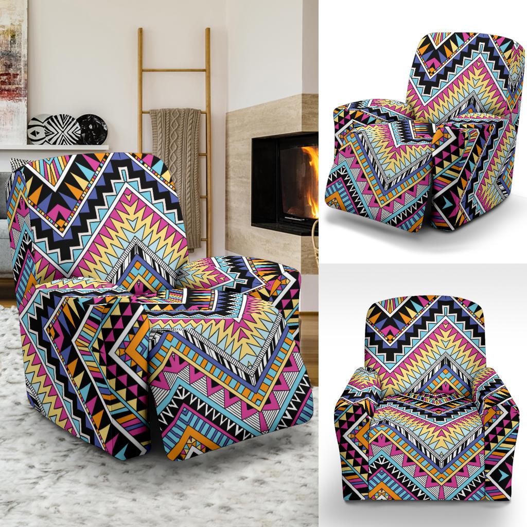 Multicolor zigzag Tribal Aztec Recliner Slipcover-JORJUNE.COM