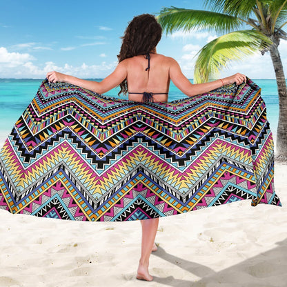 Multicolor zigzag Tribal Aztec Beach Sarong Pareo Wrap