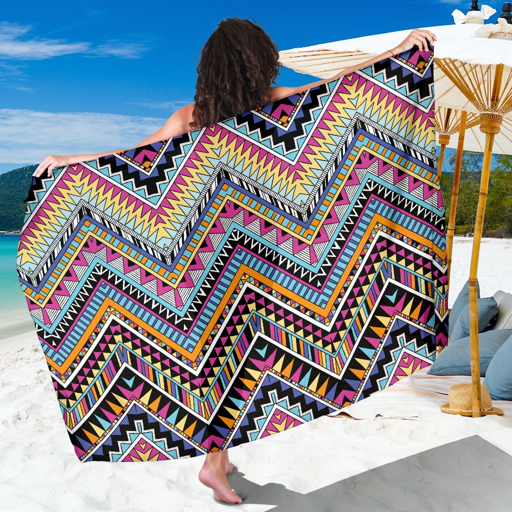 Multicolor Zigzag Tribal Aztec Sarong Pareo Wrap