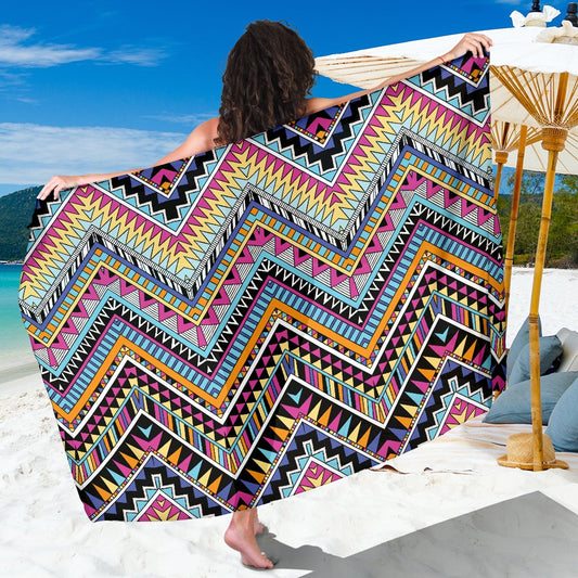 Multicolor Zigzag Tribal Aztec Sarong Pareo Wrap