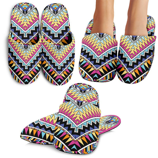 Multicolor Zigzag Tribal Aztec Slippers