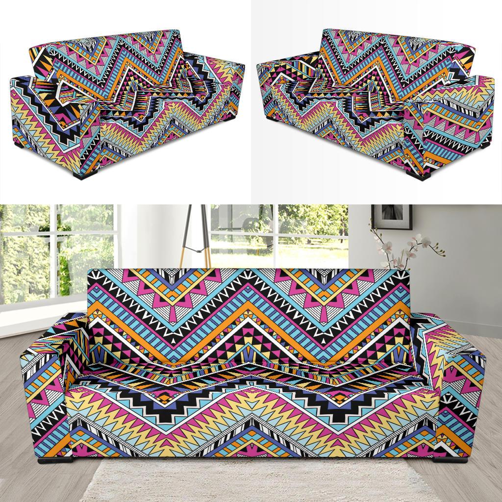 Multicolor zigzag Tribal Aztec Sofa Slipcover-JORJUNE.COM