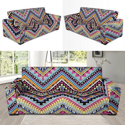 Multicolor zigzag Tribal Aztec Sofa Slipcover-JORJUNE.COM
