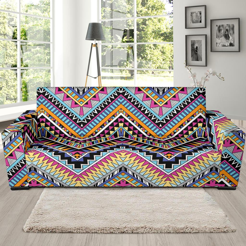 Multicolor zigzag Tribal Aztec Sofa Slipcover-JORJUNE.COM