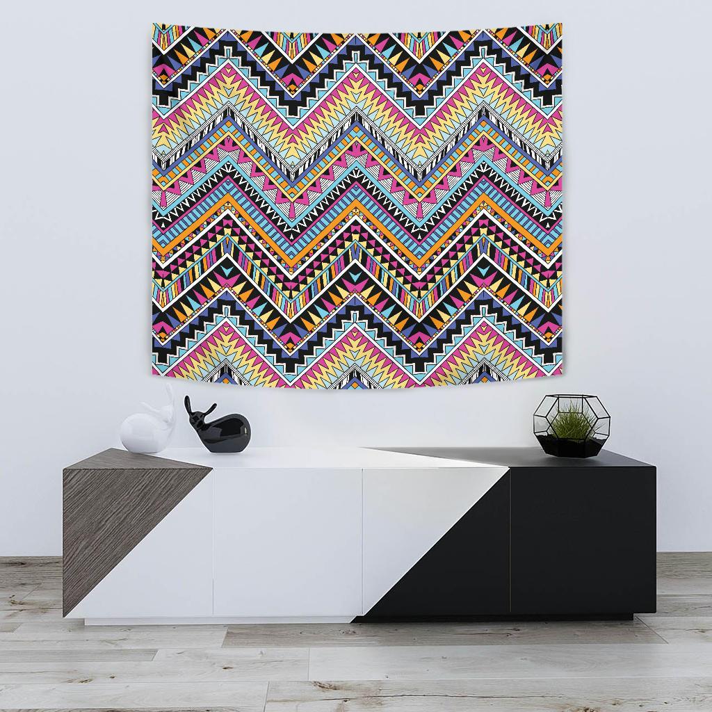 Multicolor zigzag Tribal Aztec Tapestry
