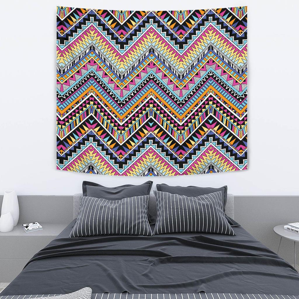 Multicolor zigzag Tribal Aztec Tapestry