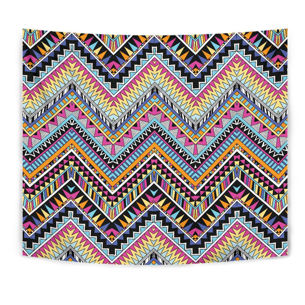 Multicolor zigzag Tribal Aztec Tapestry