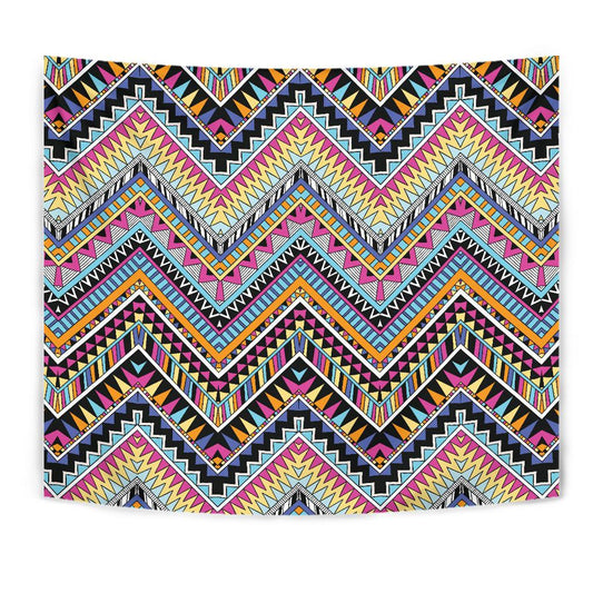Multicolor zigzag Tribal Aztec Tapestry