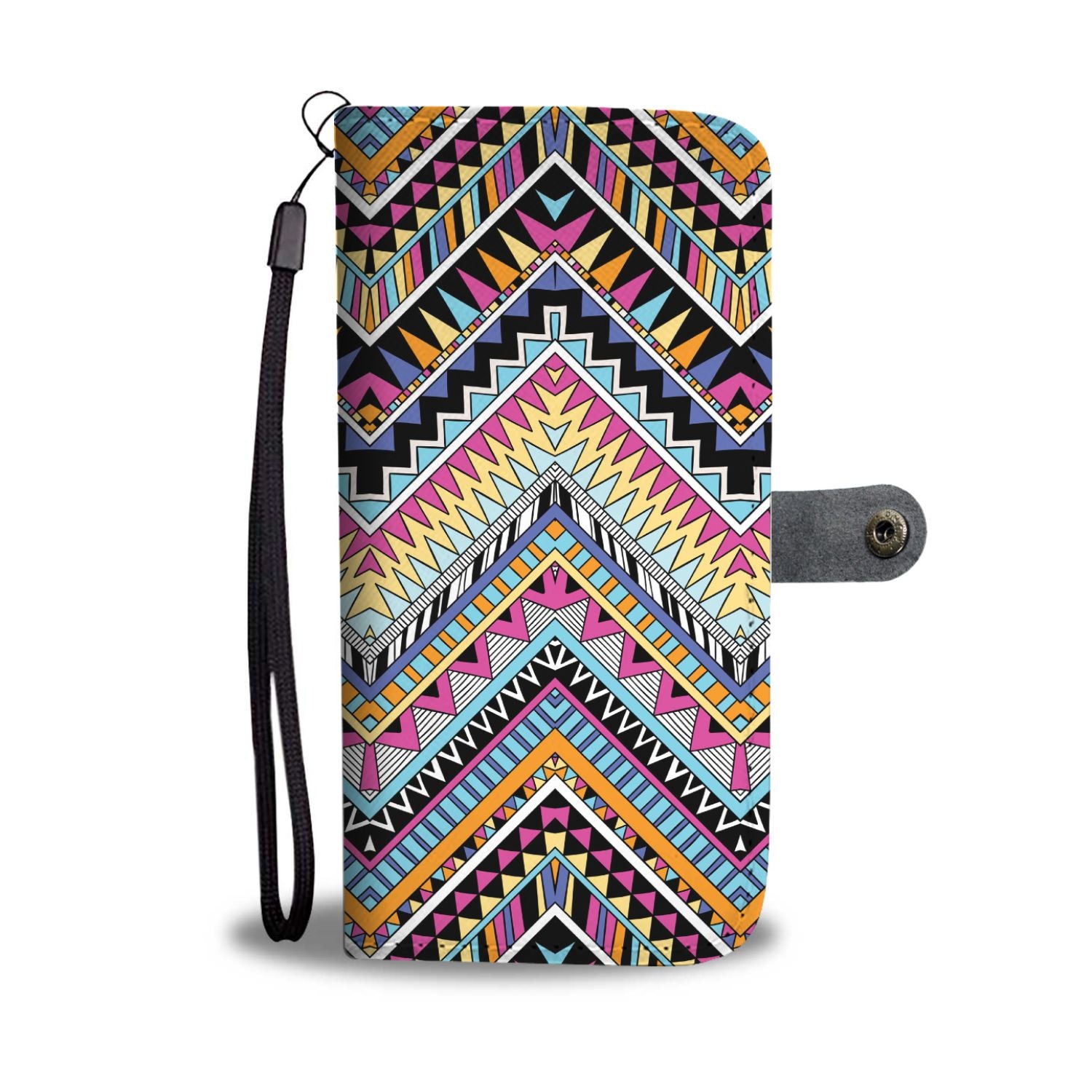 Multicolor zigzag Tribal Aztec Wallet Phone case