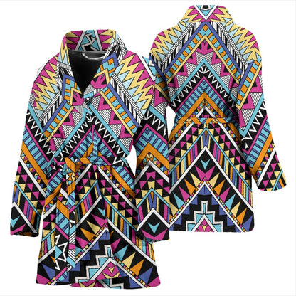 Multicolor zigzag Tribal Aztec Women Bath Robe