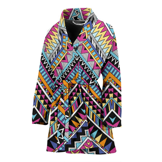 Multicolor zigzag Tribal Aztec Women Bath Robe