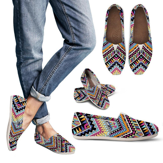 Multicolor zigzag Tribal Aztec Women Casual Shoes-JorJune.com