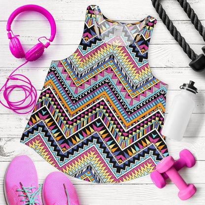 Multicolor zigzag Tribal Aztec Women Racerback Tank Top