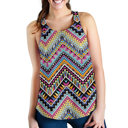Multicolor zigzag Tribal Aztec Women Racerback Tank Top