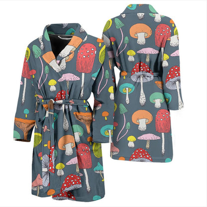 Mushroom Pattern Print Design A03 Men Bathrobe-JORJUNE.COM