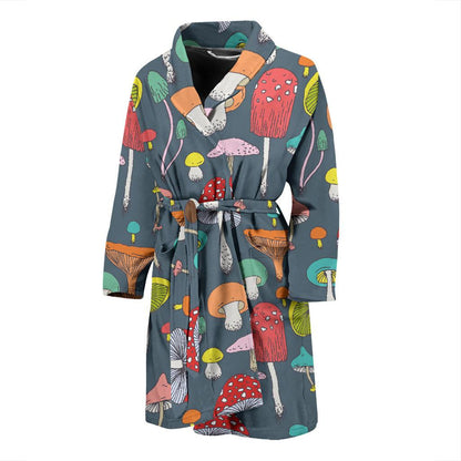 Mushroom Pattern Print Design A03 Men Bathrobe-JORJUNE.COM