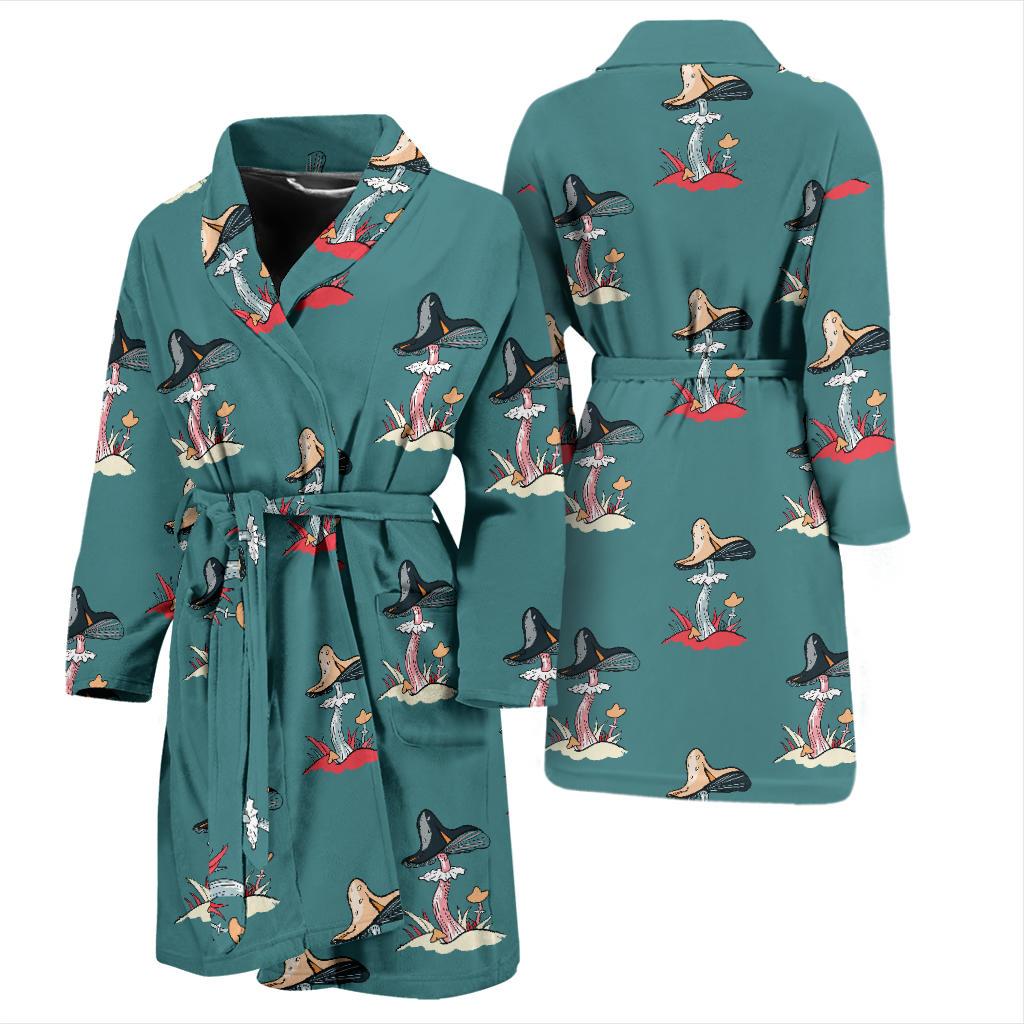 Mushroom Pattern Print Design A04 Men Bathrobe-JORJUNE.COM