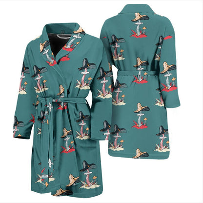 Mushroom Pattern Print Design A04 Men Bathrobe-JORJUNE.COM