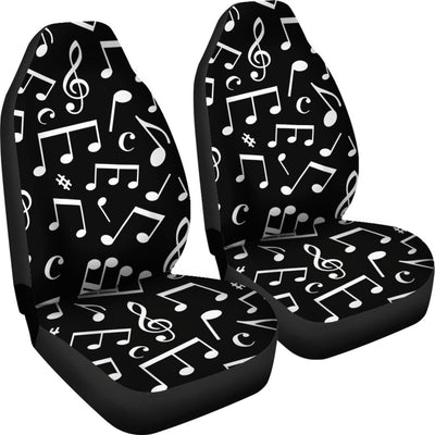 Music Note Black White Themed Print Universal Fit Car Seat Covers