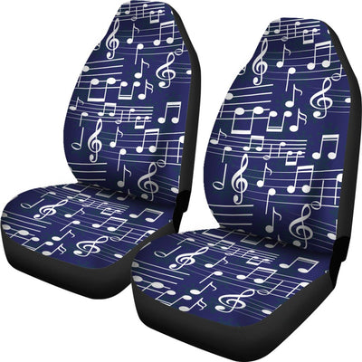 Music Note Blue Themed Print Universal Fit Car Seat Covers