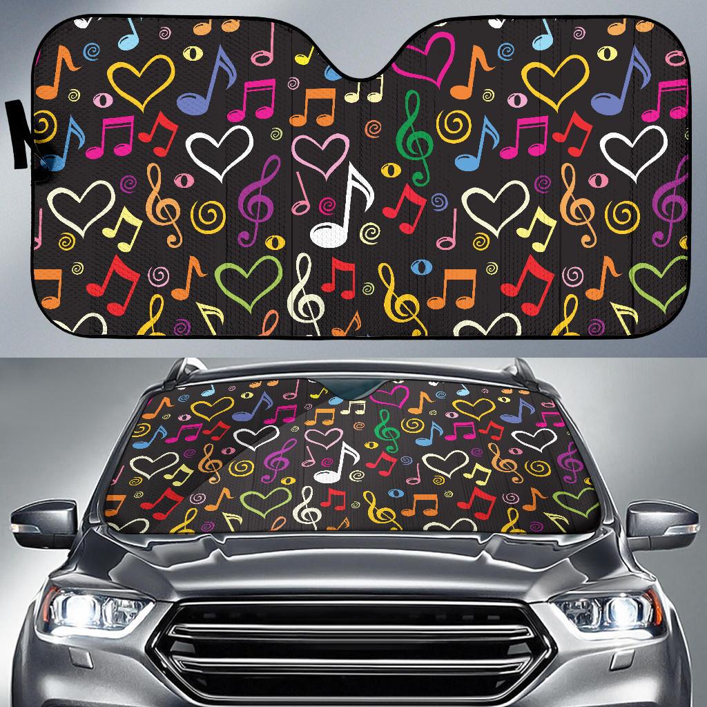 Music note Pattern Print Design A01 Car Sun Shades-JORJUNE.COM