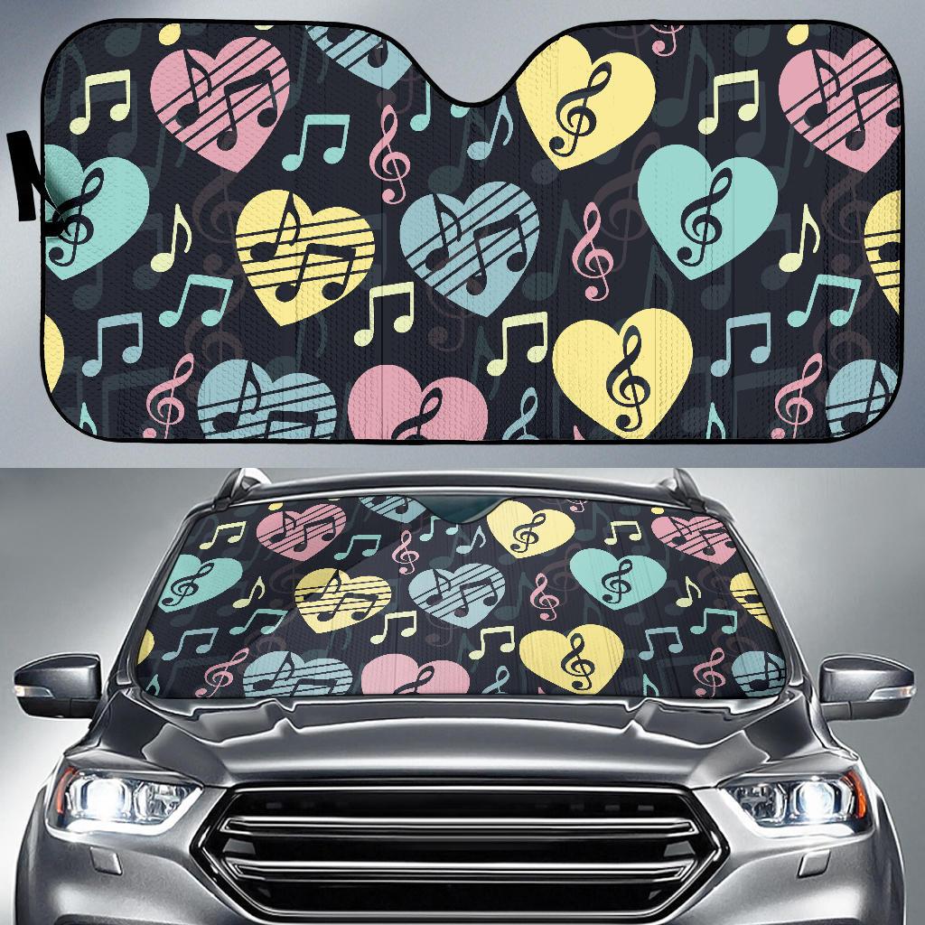 Music note Pattern Print Design A03 Car Sun Shades-JORJUNE.COM